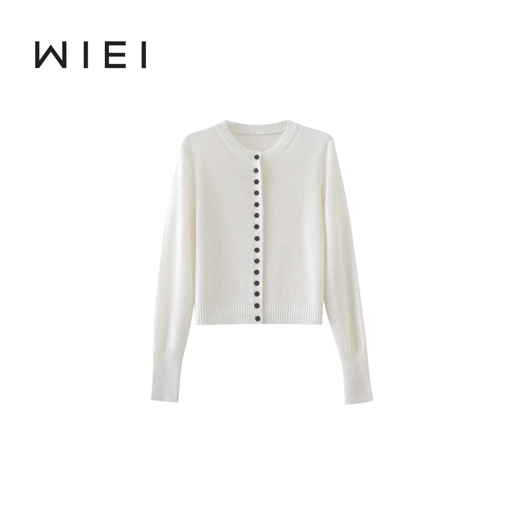 《WI EI》古典艺术家_格雷系 纯色和纸 佰搭针织开襟衫 7A280