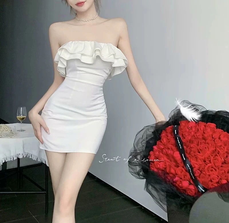 【300-349】2025辣妹女装连衣裙小众收腰夏季露肩