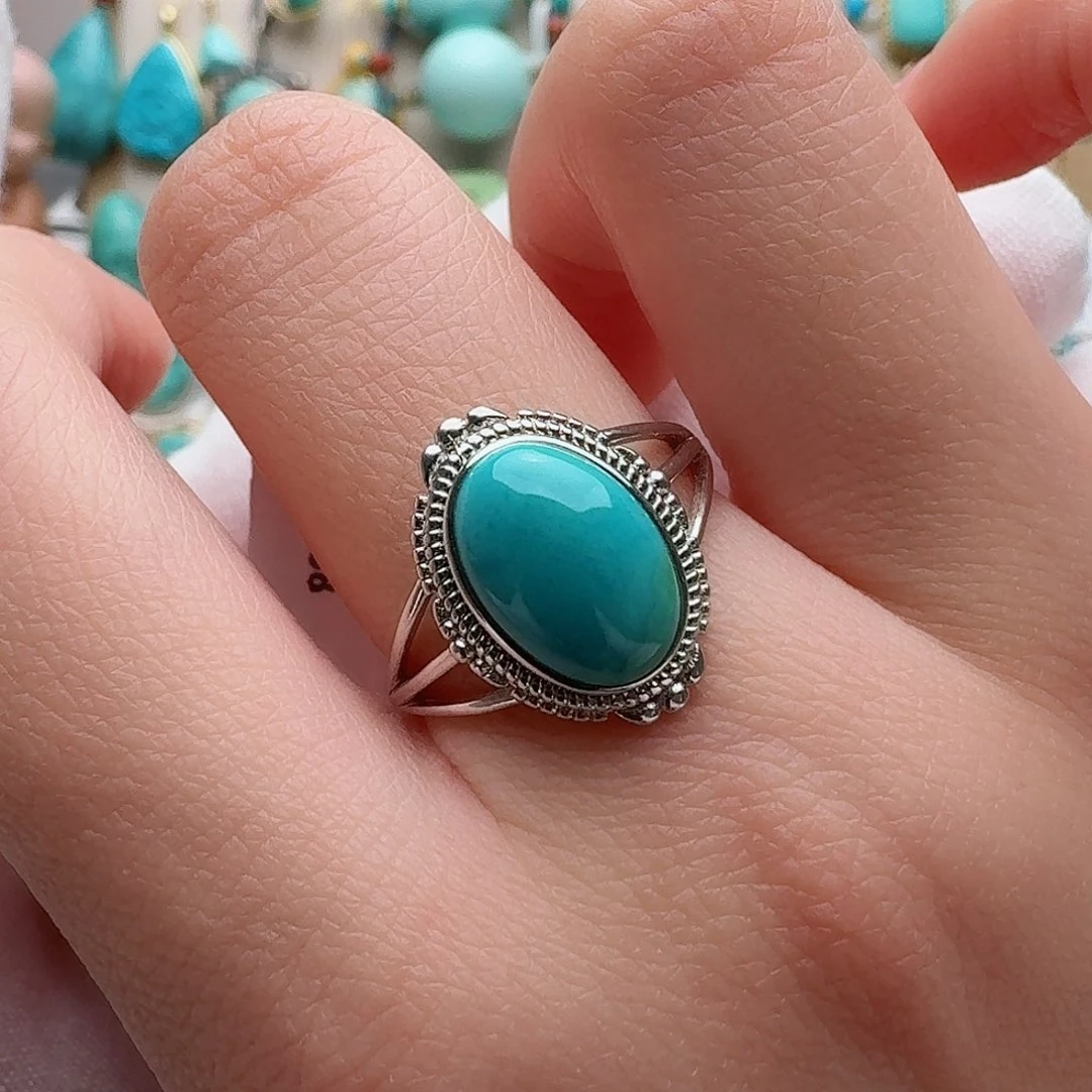 绿松石珠宝奇石银S925镶嵌筱*