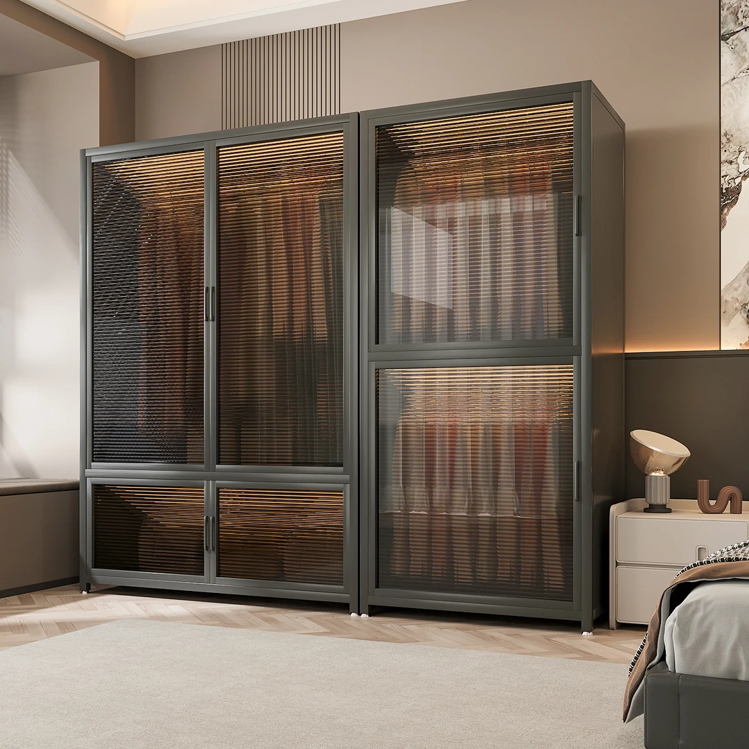 衣柜家用卧室组合衣柜金属大容量衣服收纳柜小户型落地式防尘柜子