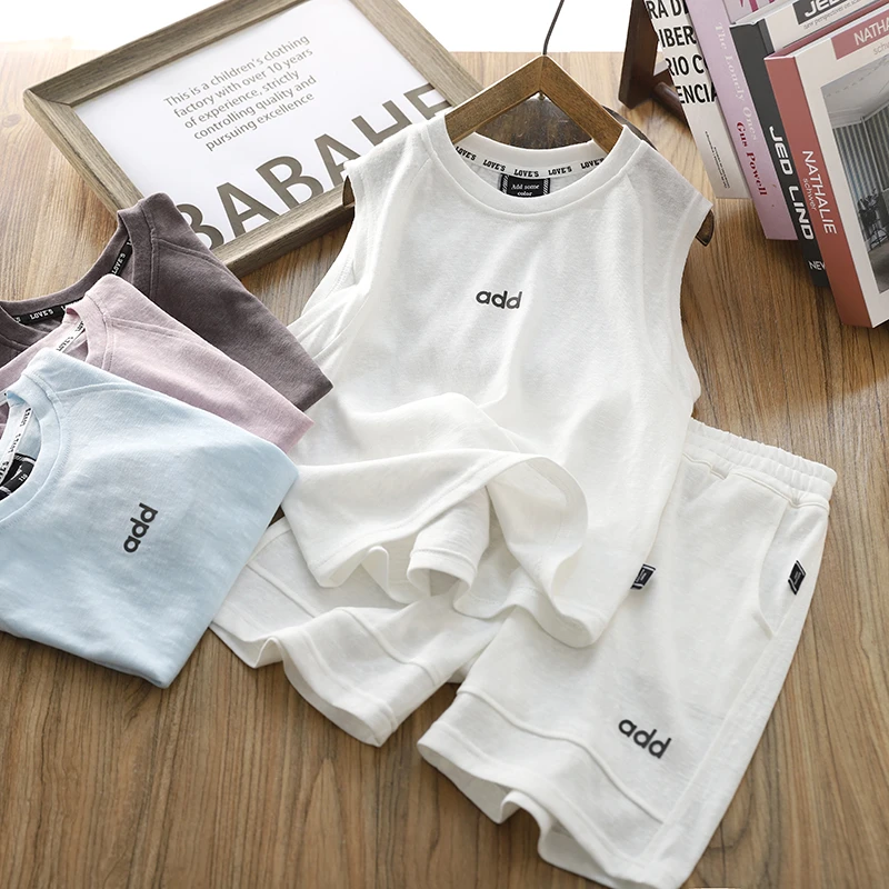 男童背心套装2025新款夏装儿童装薄款透气无袖上衣短裤两件套衣服