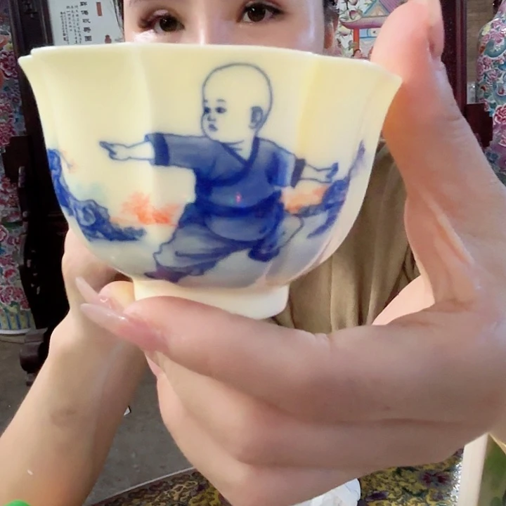 摆件景德镇高温陶瓷少林五子图