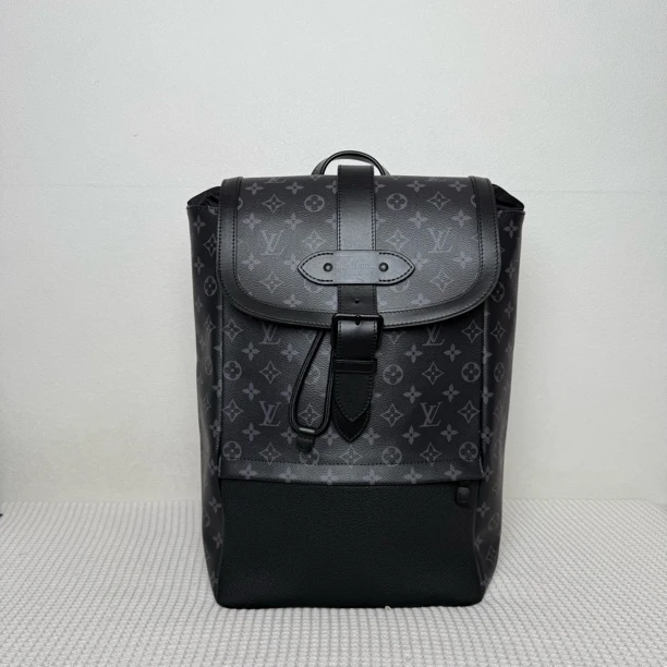 99新 LouisVuitton/路易威登 5909/男士时尚芯片款黑老花双肩包