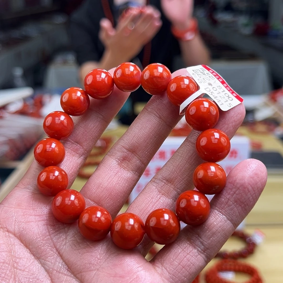 南红玛瑙买未镶嵌13+mmm活动款圆珠锦红