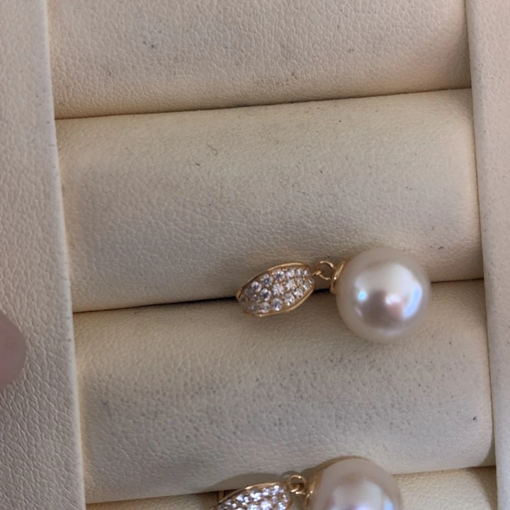 银S925镶嵌耳饰海水珍珠