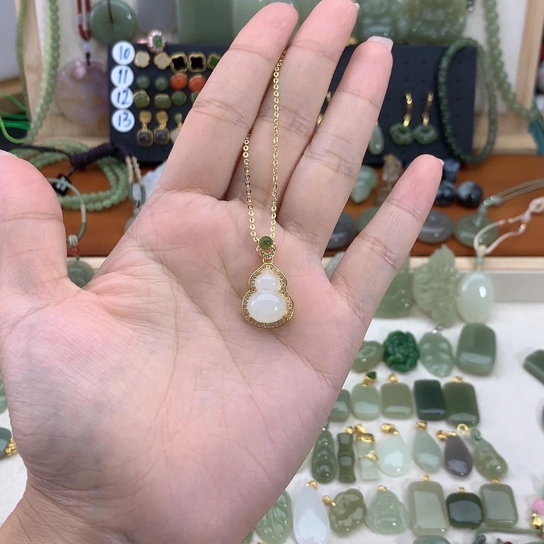 和田玉银S925镶嵌吊坠(不含链)