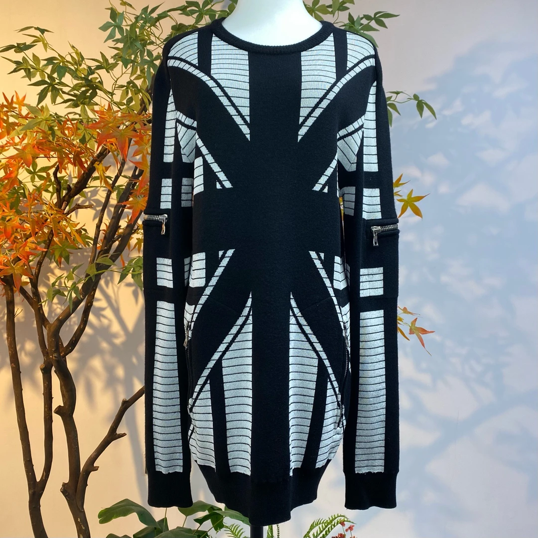 99新 BALMAIN/巴尔曼 2508322/L码/拼色圆领针织连衣裙