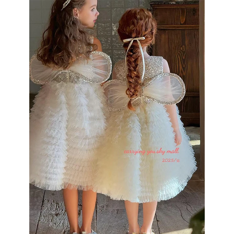 A2715儿童公主裙春夏新款女童蓬蓬裙生日礼服女孩天使翅膀连衣裙