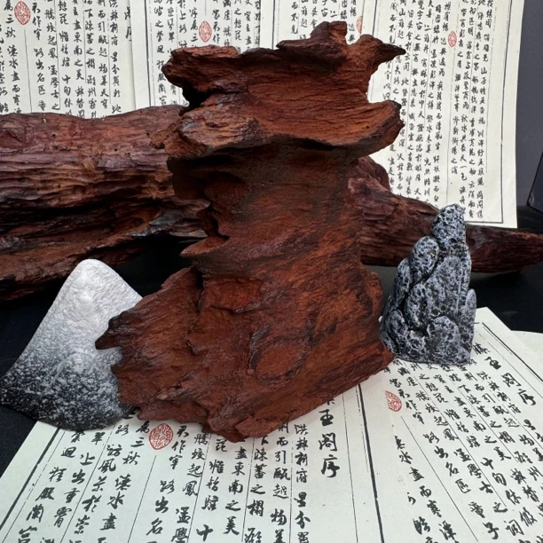 海南花梨公红降红土老料摆件178克