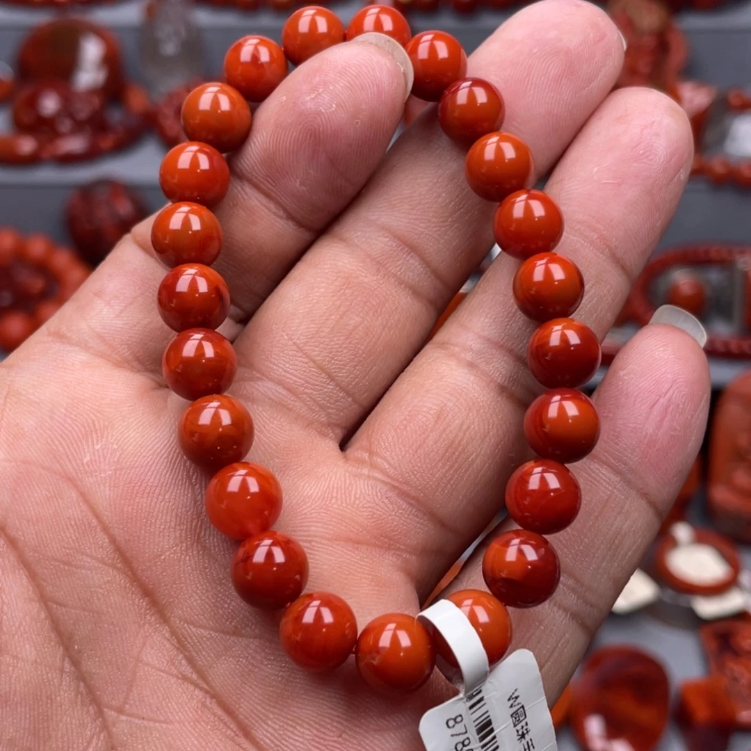 南红玛瑙未镶嵌珠宝奇石单圈8