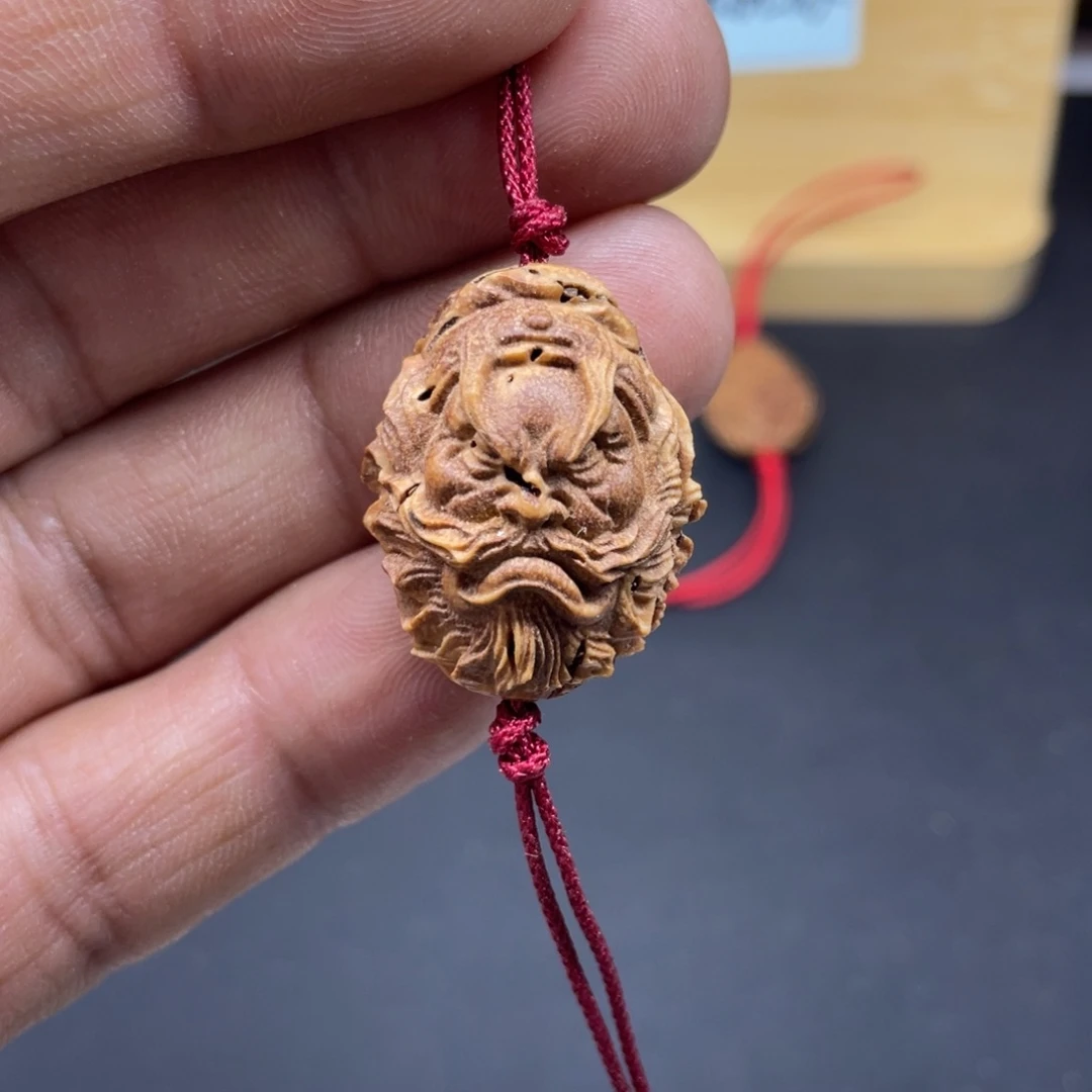 桃核雕刻钟馗单粒