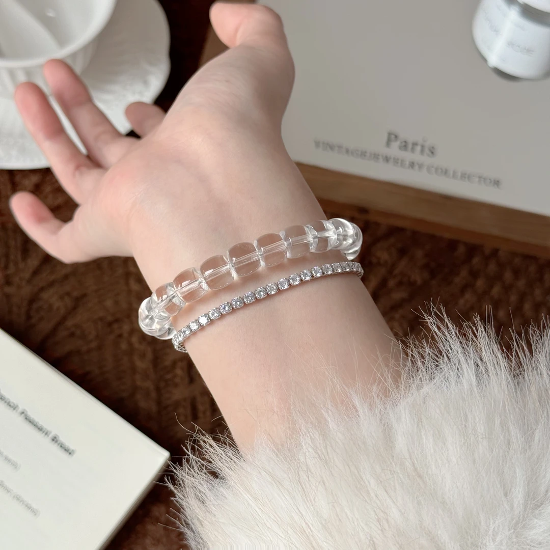 早兰 手链 【老型白水手串】时尚简约素圈单圈白色