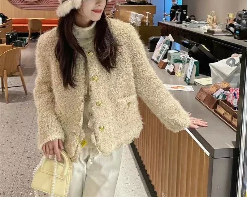 秋冬时尚慵懒甜美韩版百搭小香风网红外套 K36