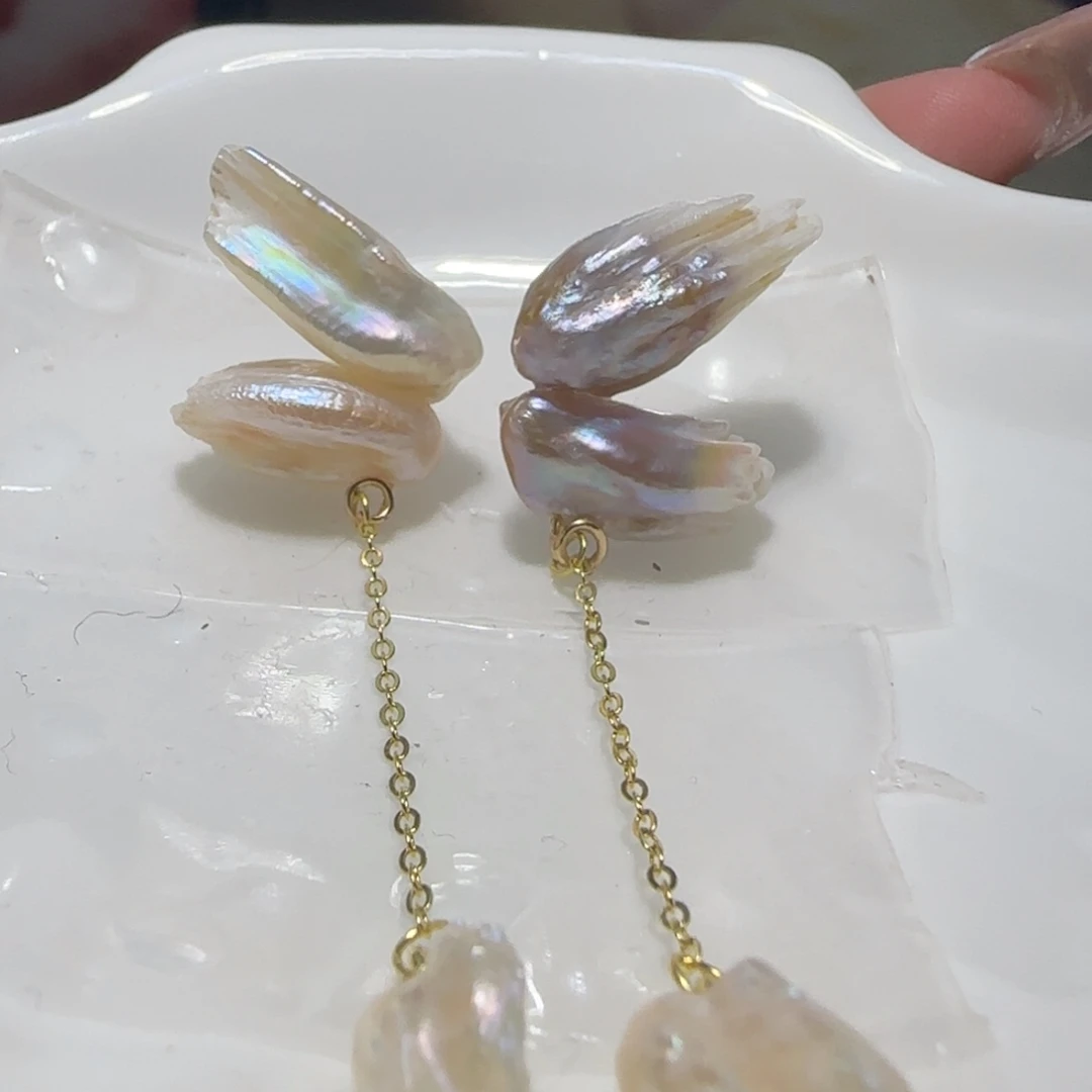 银S925镶嵌淡水珍珠耳饰