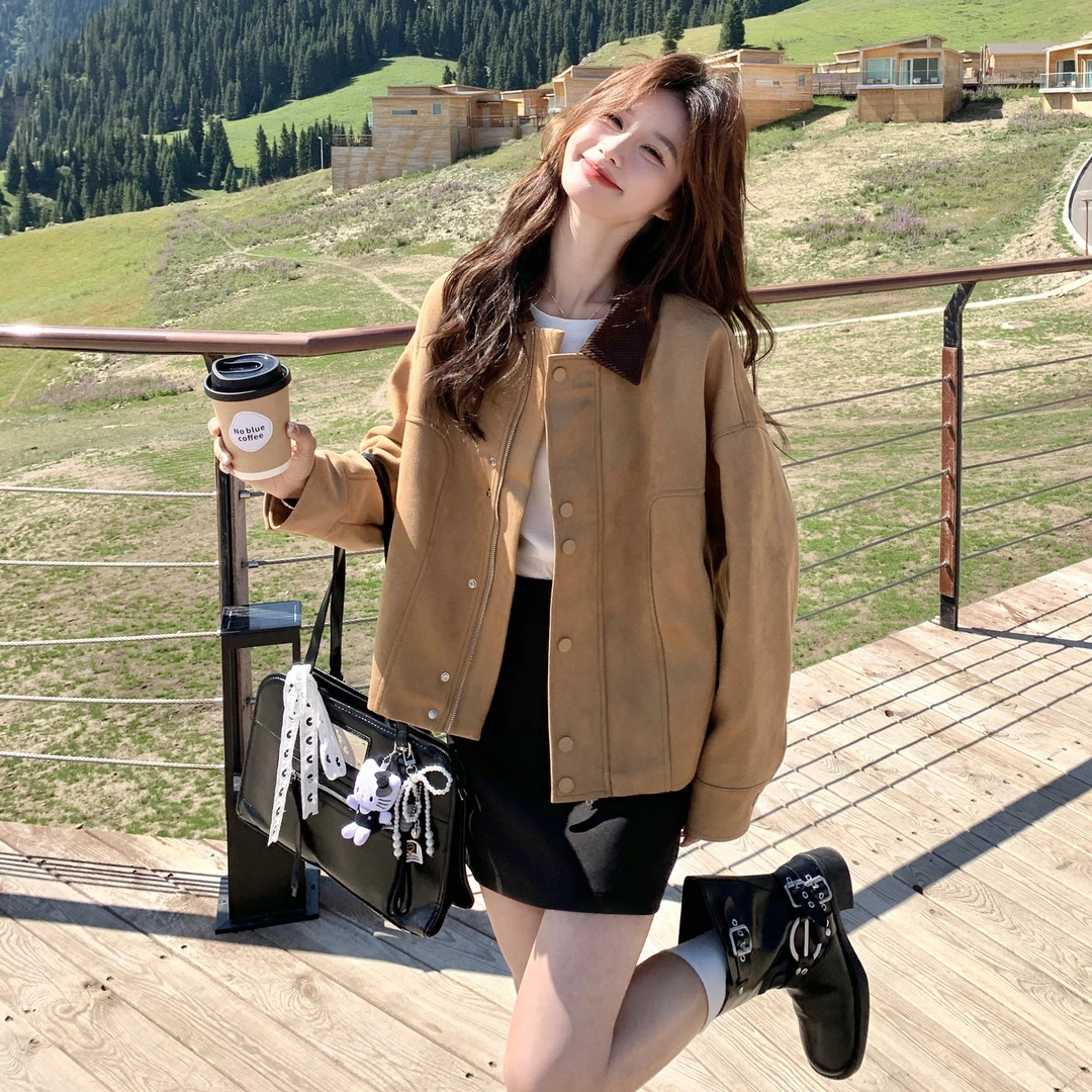 韩系洋气百搭休闲短款外套女秋季2025新款小个子秋冬爆款减龄夹克