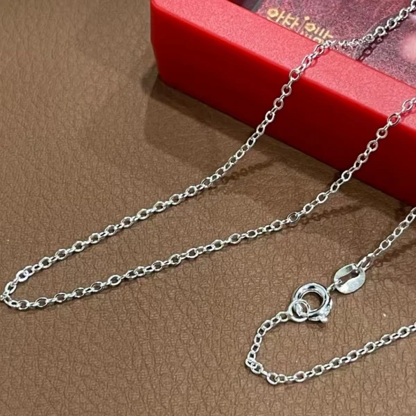足银银制品 闪O链素链项链 气质 时尚小众简约甜美精致