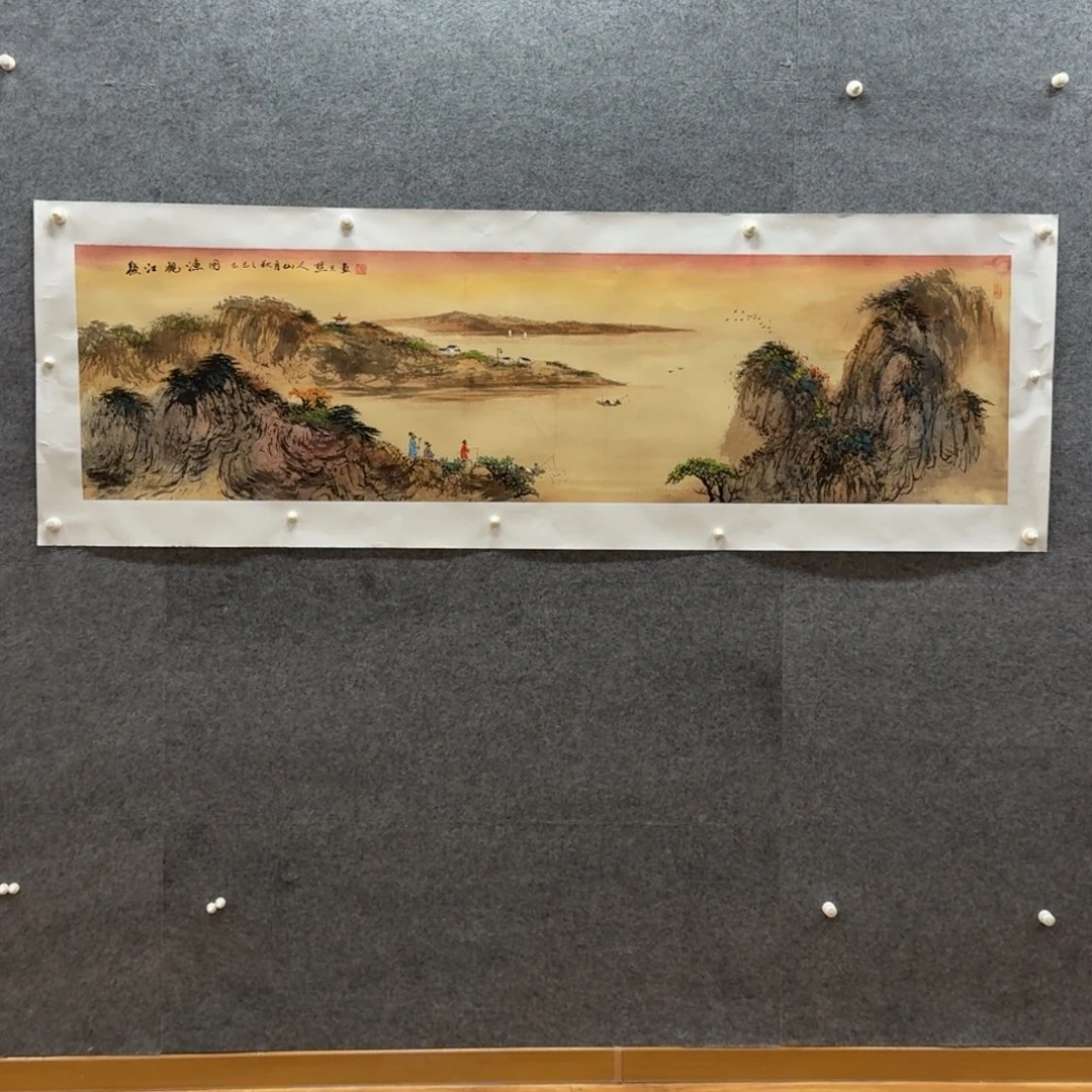 国画六尺对开作品山水