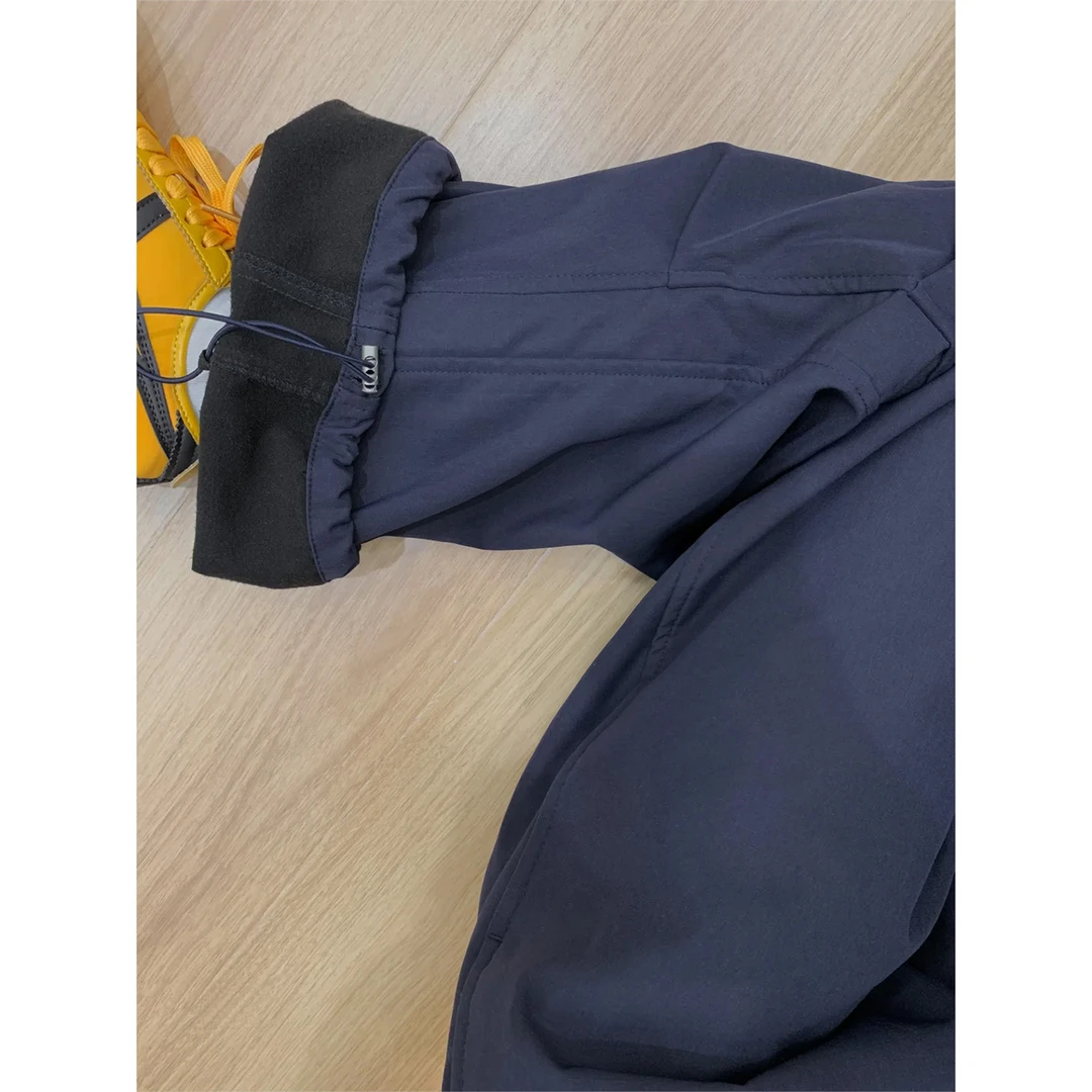 藏青色复古休闲阔腿裤女秋季新款胖妹妹mm梨形身材宽松显瘦工装裤