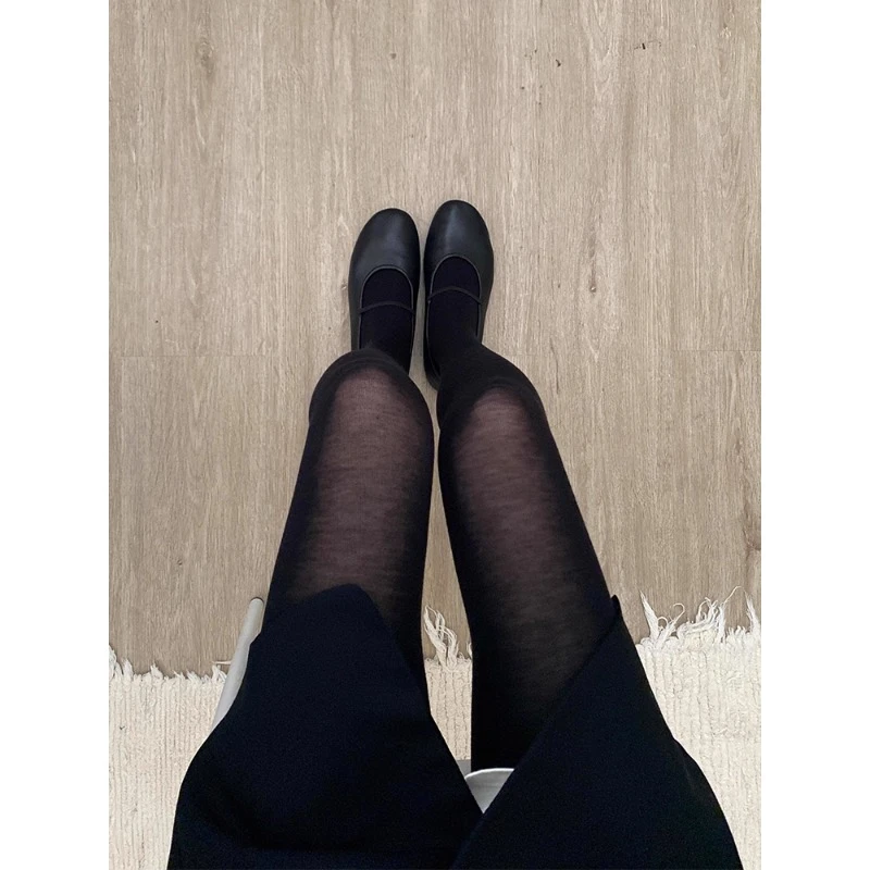 天丝羊毛！ 黑色微透感巨清透！复古高级巨显瘦含7%棉羊毛打底裤