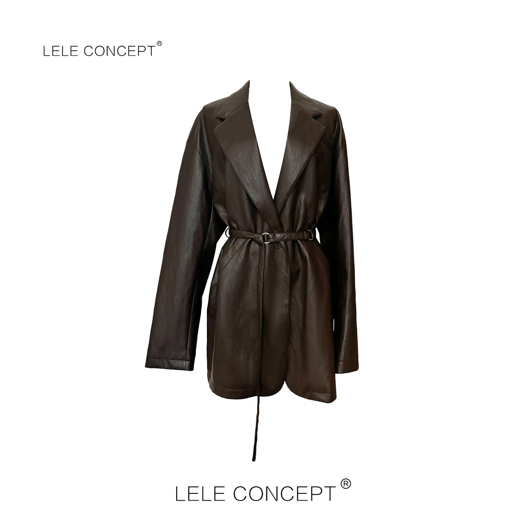 LELE CONCEPT丨「丽」都市时装休闲风PU西服P0111