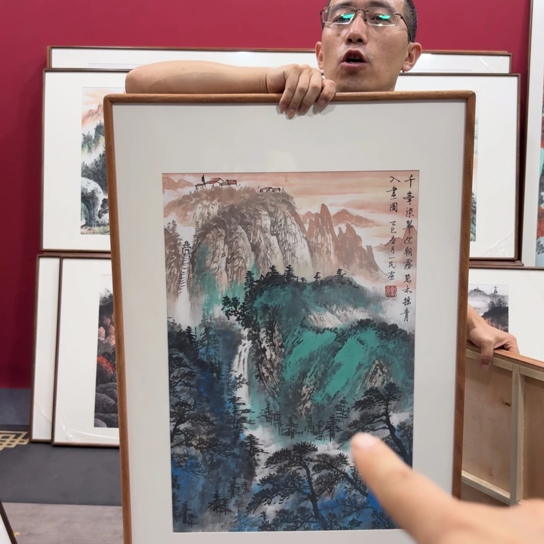 国画手绘作品带框包邮60cheng90