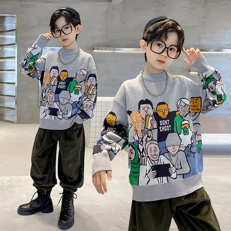 巴拉巴拉云朵【断码】2025新款秋冬时尚男童卫衣灰色卡通印花潮流