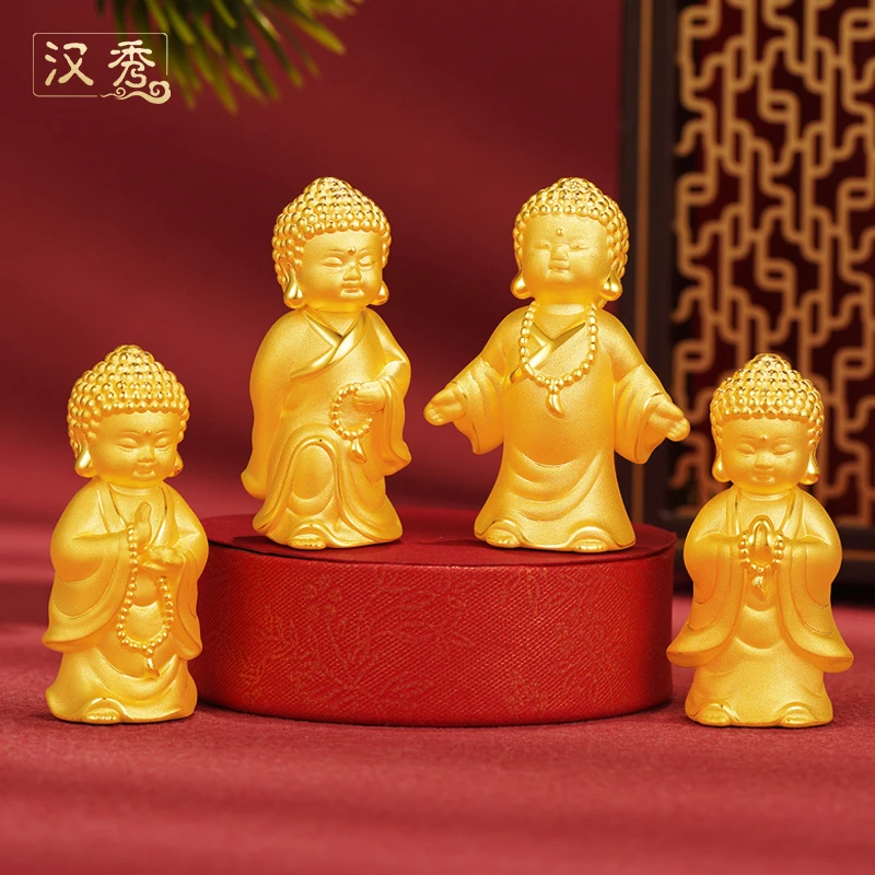 汉秀足金小沙弥立佛摆件弥勒佛送礼收藏2026新款新年礼物