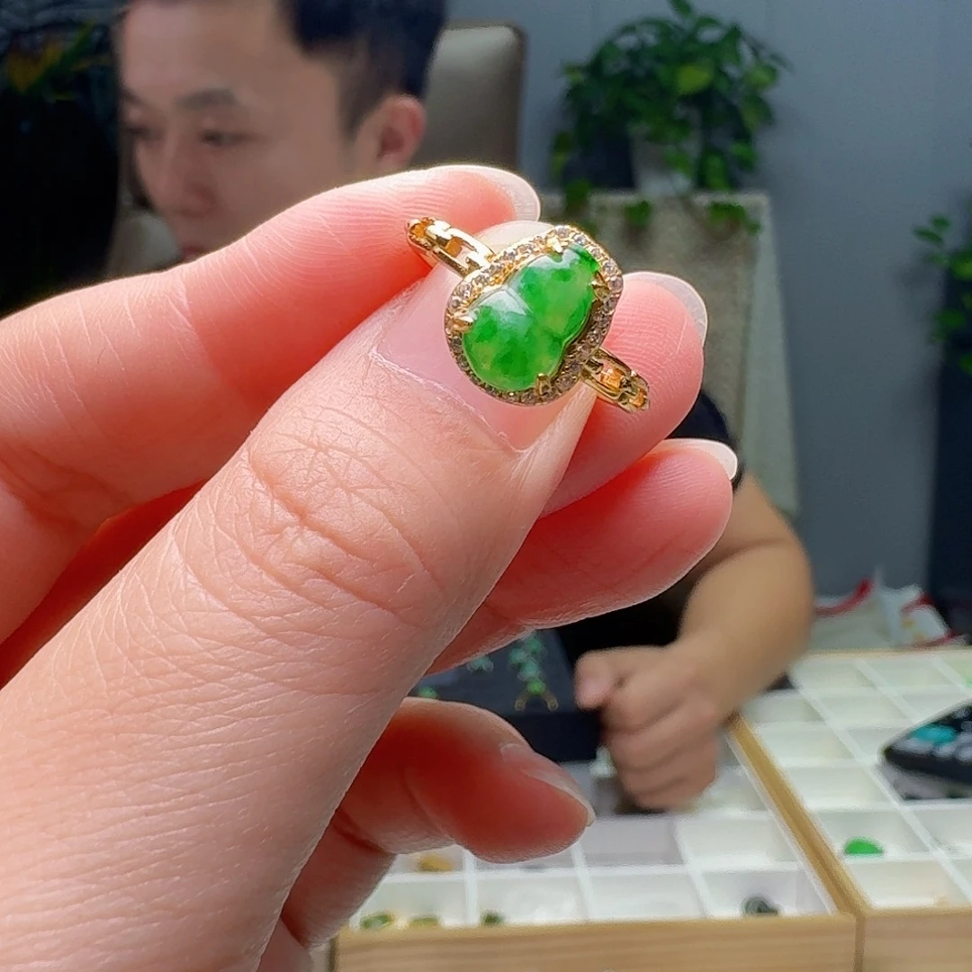 翡翠银S925镶嵌戒指天然