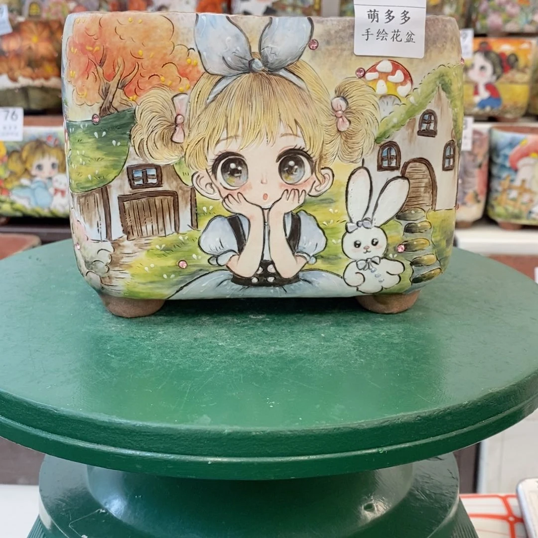 红陶蔷*花萌多多手绘花盆