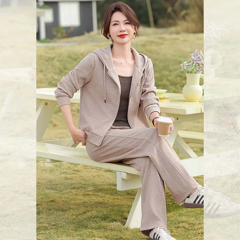 中年妈妈春装运动套装休闲外套2025新款中老年女装春秋洋气两件套