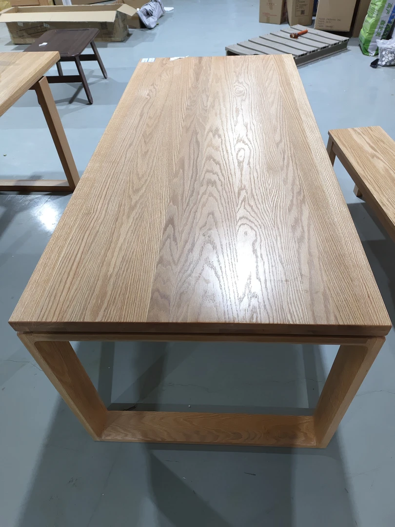 北美红橡木禾沐新办公中式饭桌餐桌方形简约桌子家用1.8