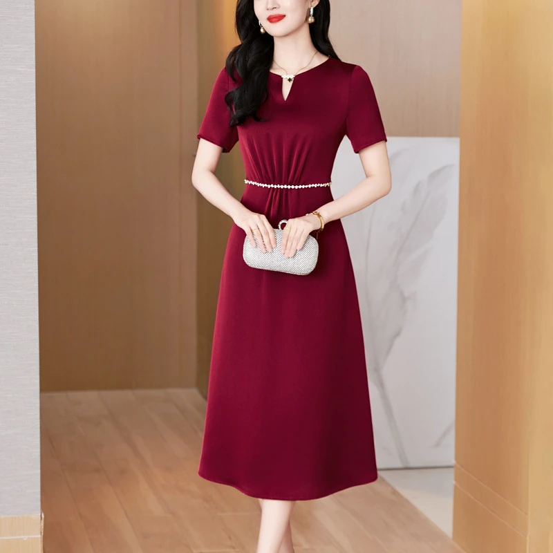 德国高端名媛气质连衣裙礼服2025新款女装高腰显瘦婚礼妈妈装裙子