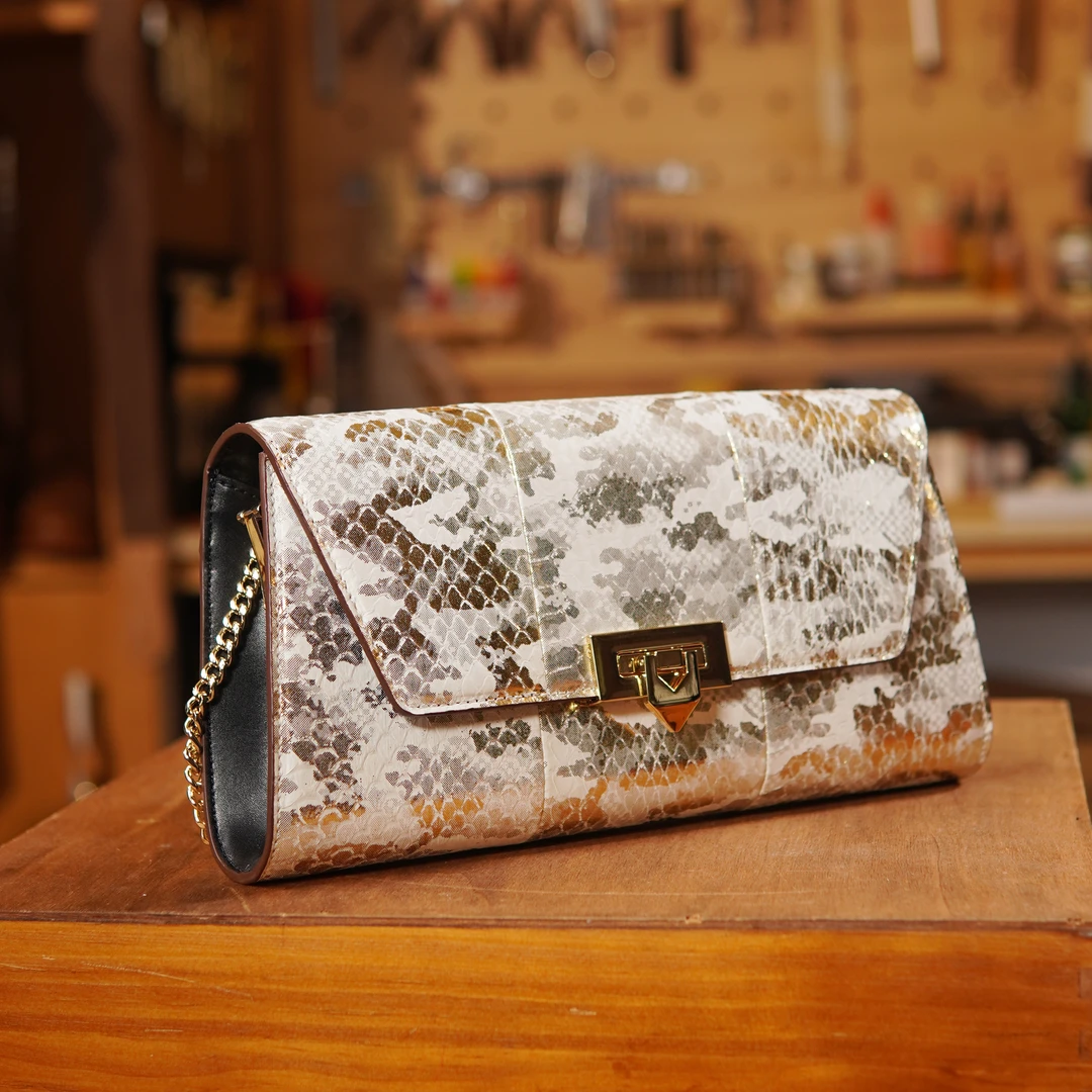 【丹姐】蛇皮真皮女士时尚百搭休闲女包-晚宴包