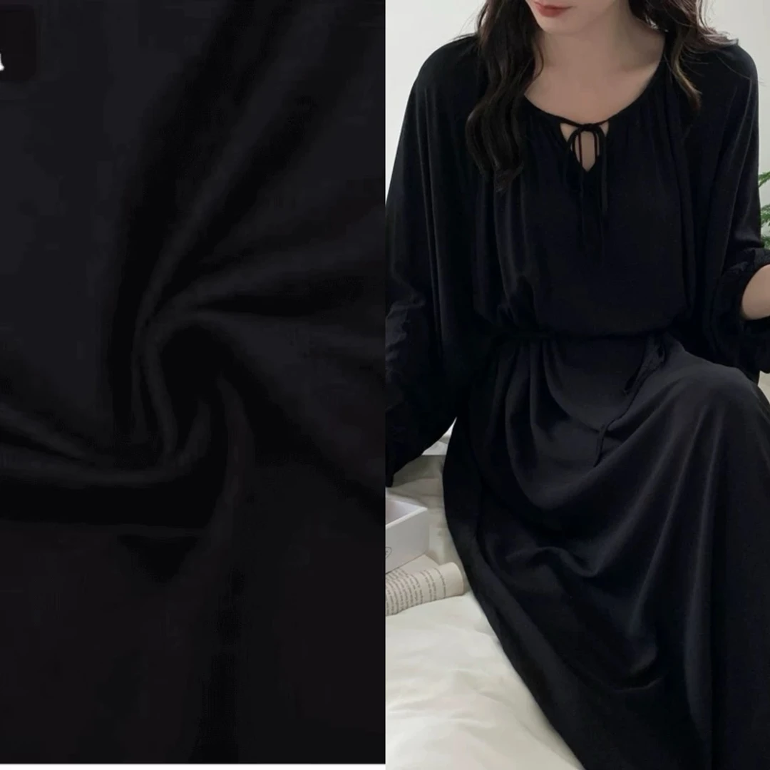 【正品】黑色人造棉棉绸面料全棉裤子套装连衣裙布料