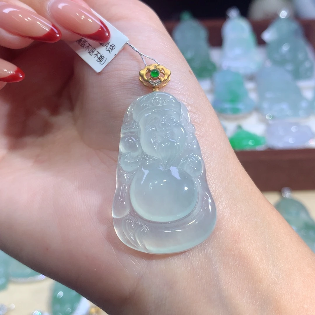 吊坠(不含链)18K金镶嵌翡翠