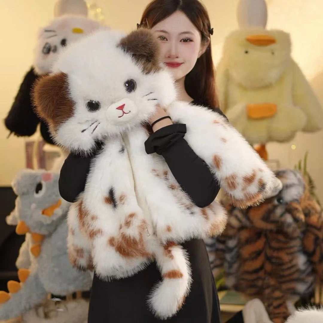 （萌宠小老虎）女童冬装加绒外套2025新款洋气儿童冬季加厚毛毛外套