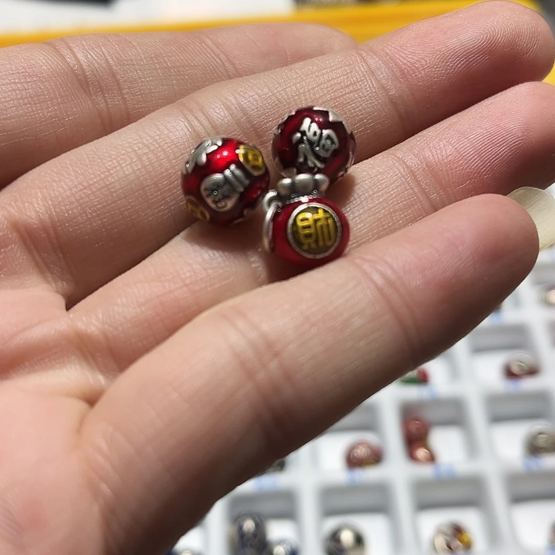 吊坠足银珐琅三个