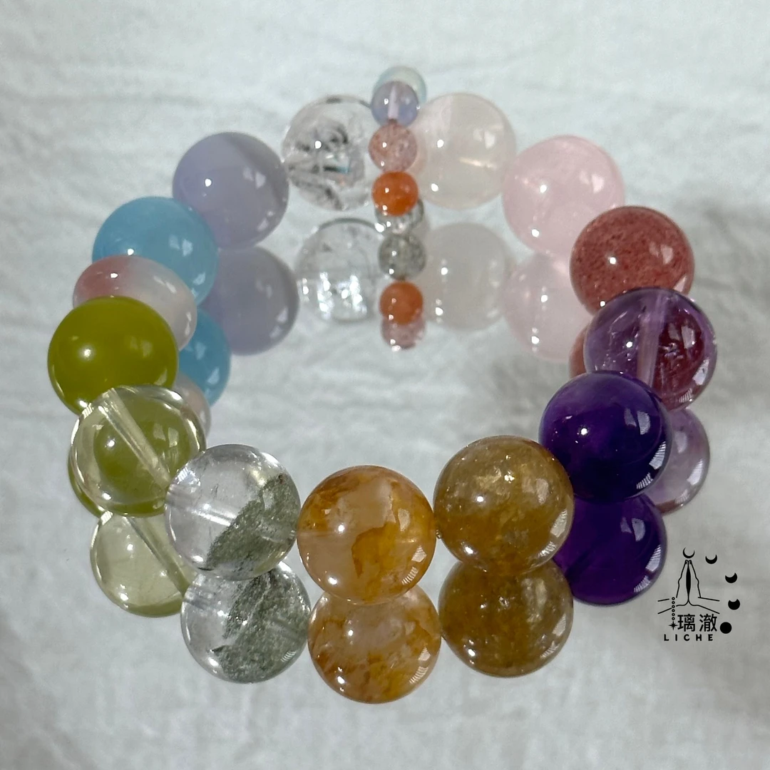 【琼华万象】天然多宝水晶 七脉轮 珠径14mm 文创原创设计款