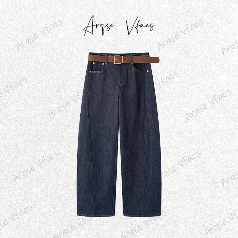 【艾家】同款2025秋季新款高腰显瘦时尚直筒裤阔腿牛仔裤女AR323109