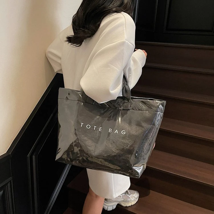 时尚质感百搭休闲手提果冻包包女夏季新款简约大容量通勤托特包