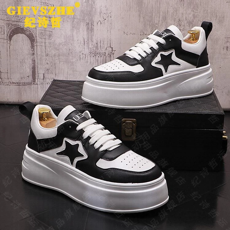 纪诗哲板鞋男夏季新款厚底增高休闲小白鞋轻奢潮流时尚透气男鞋