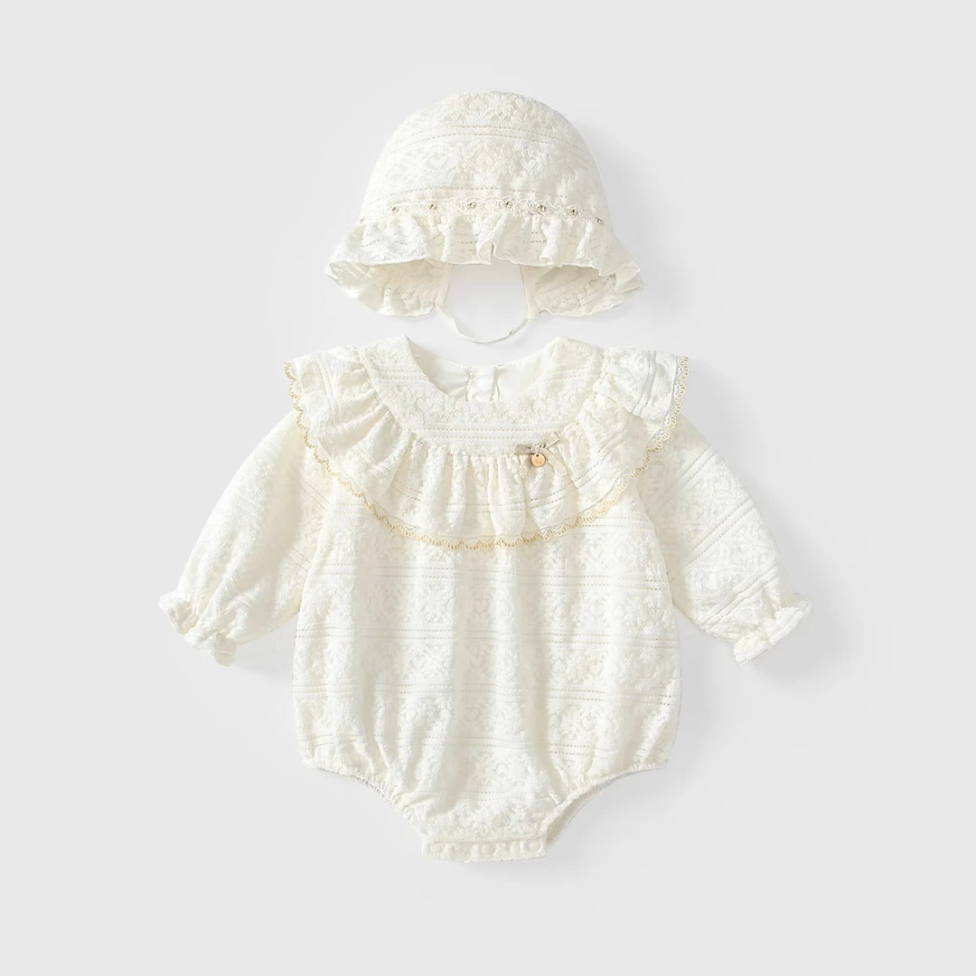 婴儿蕾丝连体衣春秋款婴幼儿衣服秋装公主哈衣周岁女宝礼服包屁衣
