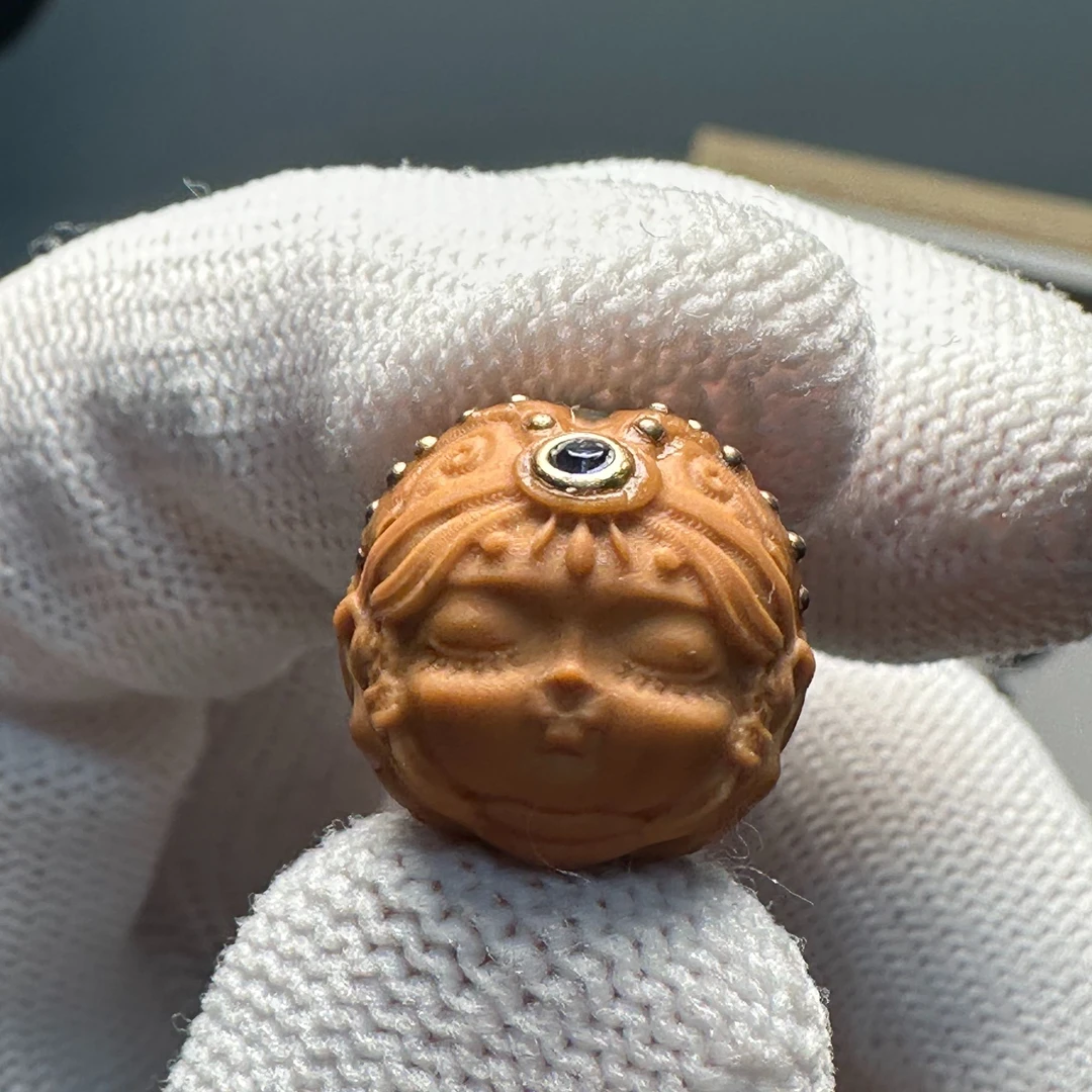 猴头双面雕刻单颗镶嵌