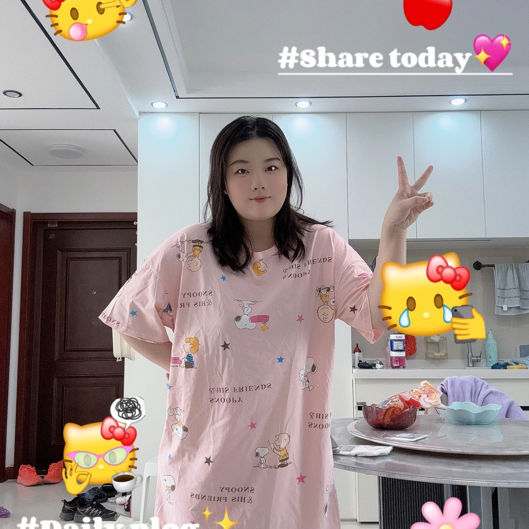 春季大码时尚休闲气质居家百搭宽松舒适可爱薄款睡衣（25006）