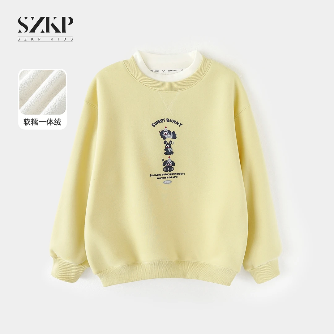 SZKP冬季新款女童装保暖上衣中大童休闲儿童加绒卫衣YNYD557369
