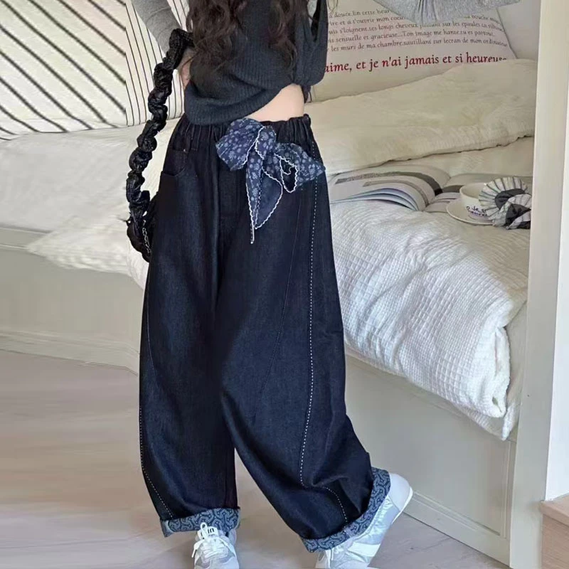 女童牛仔裤春秋2025新款洋气大童时髦洋气弯刀裤儿童秋装炸街裤子
