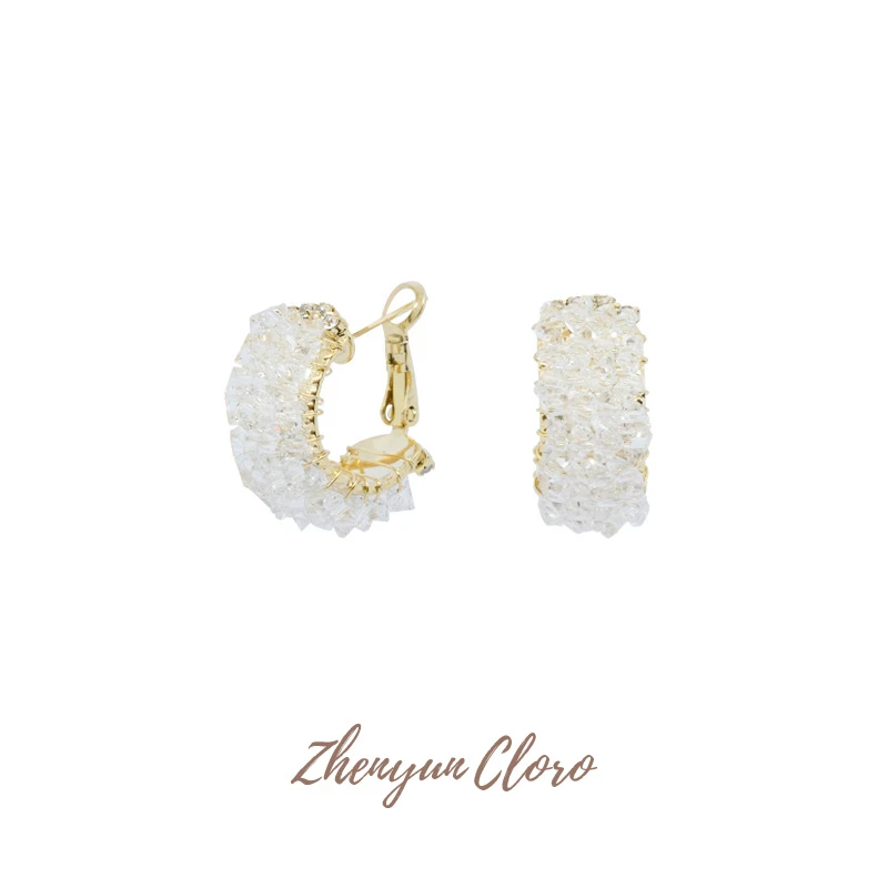 铜合金耳饰 【凝晶】超仙C型满钻精致轻奢耳扣款 ML2046