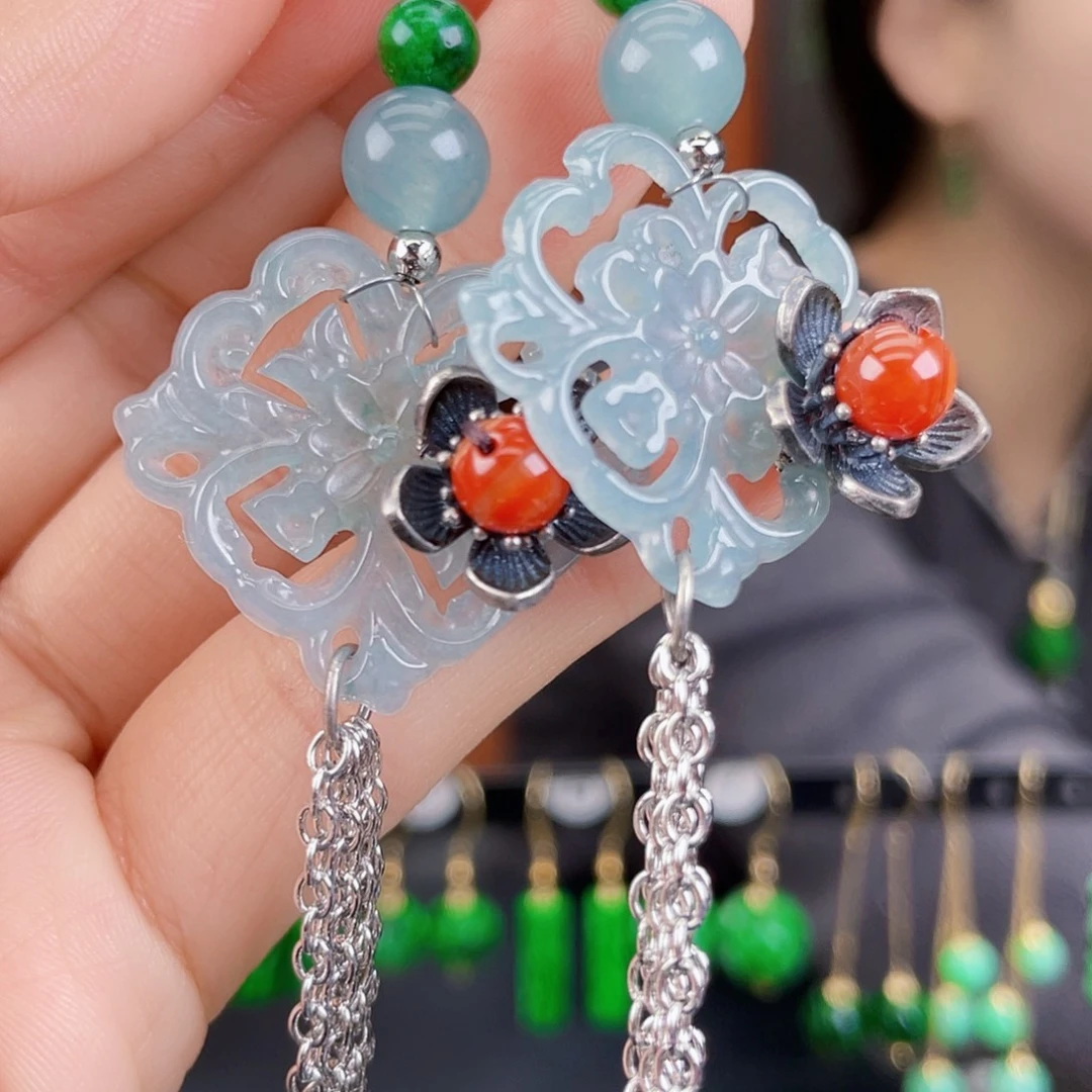 翡翠未镶嵌耳饰饰品