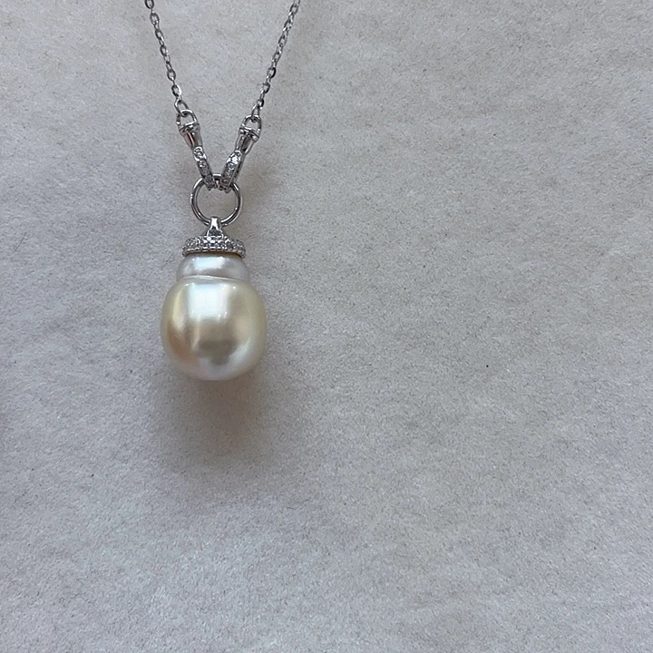银S925镶嵌海水珍珠套链