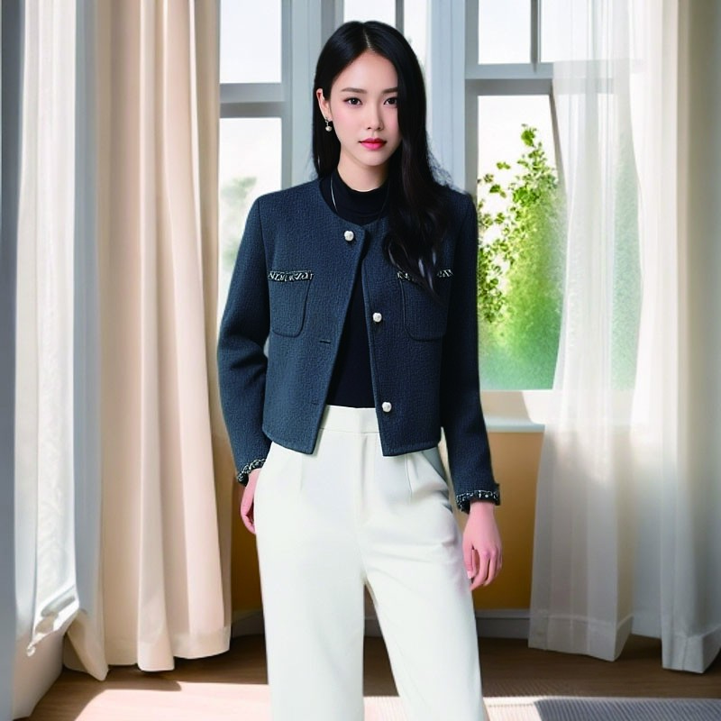 春款双面呢外套春秋气质衣服女羊毛大衣洋气休闲百搭短款小香风